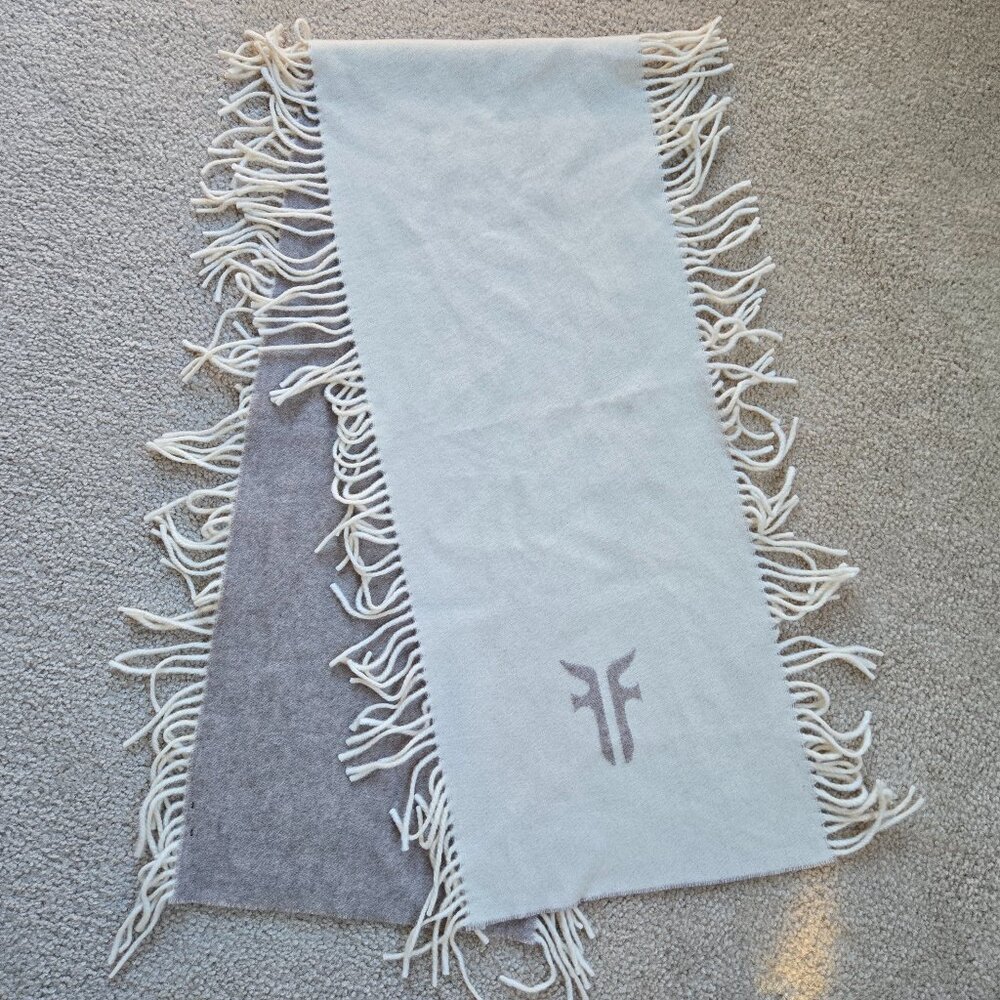 Frye & Co Wool Cashmere Fringe Logo Scarf